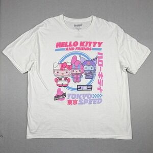 Sanrio Hello Kitty Tokyo Speed Graphic T-Shirt XXL White My Melody Kuromi Tee